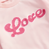 Long Sleeve Pink Love Skirt Toddler Set