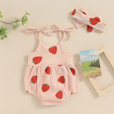 Strawberry Straps Baby Romper