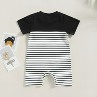 Short Sleeve Striped Patchwork Baby Romper