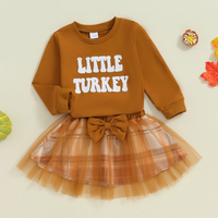 Little Turkey Plaid Tulle Skirt Toddler Set