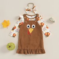 Thanksgiving Gobble Ruffle Suspender Skirt Set