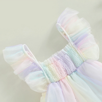 Rainbow Tie-Dye Tulle Baby Romper