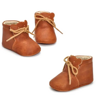 Unisex Brown Leather Crib Boots