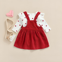 Valentine's Day Red Suspender Skirt Baby Set