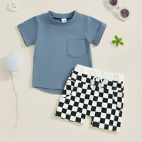 Short Sleeve Checkered Shorts Baby Set