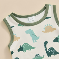 Sleeveless Dino Print Baby Romper