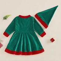 Long Sleeve Christmas Elf Dress Costume Dress