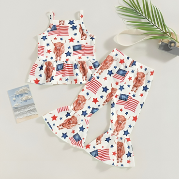 American Highland Cow Flare Toddler Set