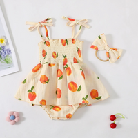 Sweet Peach Floral Cotton Print Dress