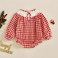 Vintage Long Sleeve Plaid Christmas Romper