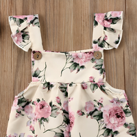 Off-Shoulder Floral Print Baby Jumpsuit