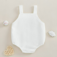 Sleeveless Baseball Embroidered Baby Romper