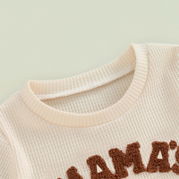 "Mama's Boy" Embroidery Waffle Knit Baby Set