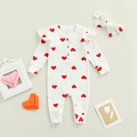 Valentines Heart Print Cotton Pajama Rompers