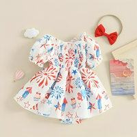 4th of July Puff Sleeve Baby Romper