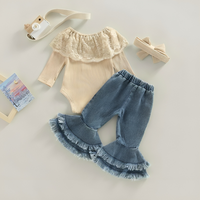 Boho Flared Denim Jeans Baby Set