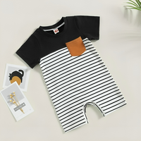 Short Sleeve Striped Patchwork Baby Romper