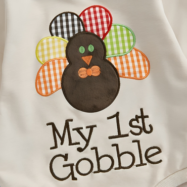 "My 1st Gobble" Colorful Feathers Jumpsuit