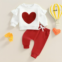 Long Sleeve Waffle Heart Baby Set