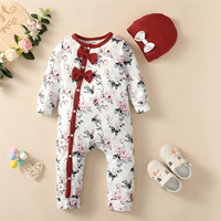 Floral Flower Bow Bodysuit Romper Set