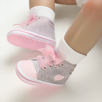 Pink Hearted Bow Tie Cotton Casual Shoes