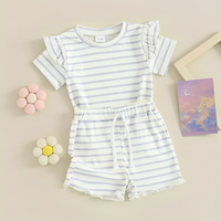 Ruffled Sleeve Striped Toddler Set