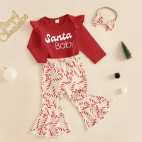 Santa Baby Christmas Flared Pants Baby Set