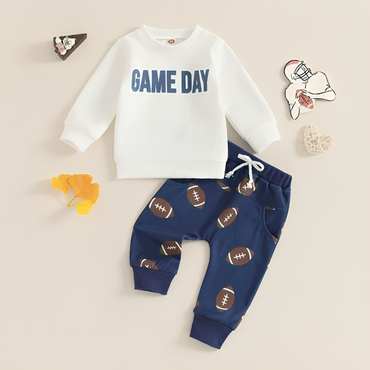 Long Sleeve Game Day Football Print Baby Set