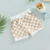 Brown Checkered Elastic Baby Shorts