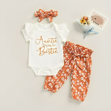 Auntie Bestie Daisy Print Baby Set