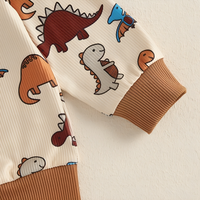 Long Sleeve Brown Dinosaurs Print Baby Set