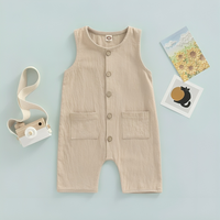 Sleeveless Buttoned Overall Baby Jumpsuit