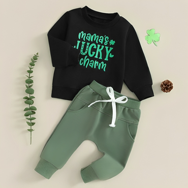 Mama's Lucky Charm Print Sweatshirt Set