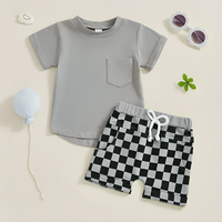 Short Sleeve Checkered Shorts Baby Set