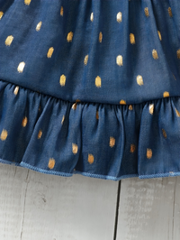 Golden Dot Slip Blue Bow Dress