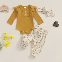 Long Sleeve Floral Ruffled Baby Set