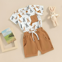 Short Sleeve Brown Easter Bunny Baby Set