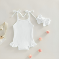 Solid Color Knitted Ribbed Versatile Cotton Baby Romper