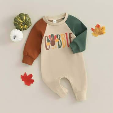 Long Sleeve Colorful Gobble Baby Jumpsuit