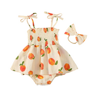 Sweet Peach Floral Cotton Print Dress