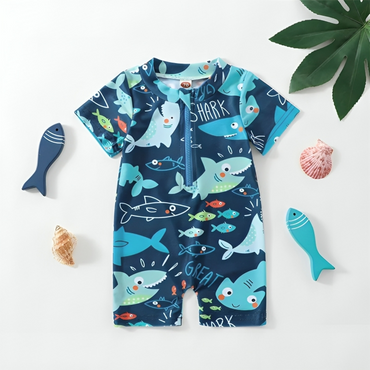 Great Shark Zipper Baby Swimsuit