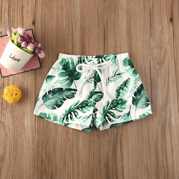 Tropical Leaf Print Beach Shorts