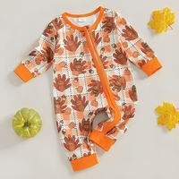 Thanksgiving Turkey Checkered Baby Jumpsuit