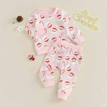 Pink Santa Candy Cane Baby Set