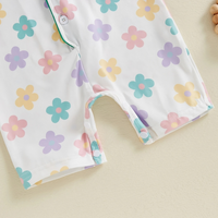 Short Sleeve Flower Print Silk Pajamas