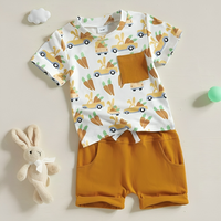 Short Sleeve Easter Solid Shorts Baby Set