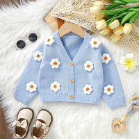 V-Neck Daisy Knit Toddler Cardigan