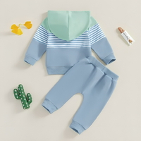 Color Block Striped Hoodie Baby Set