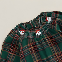 Christmas Vintage Crew Neck Plaid Baby Jumpsuit