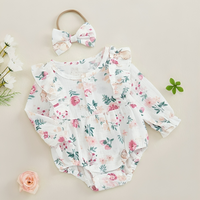 Long Sleeve Floral Bunny Baby Romper